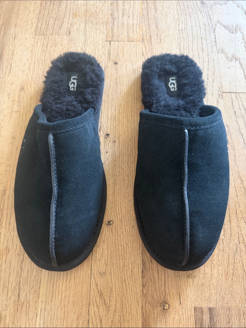 UGG Pearle Black Suede Scuff Slippers Slide Mules Size 10